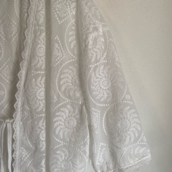 Bloomchic White Lace Kimono Duster Tie Front Long Boho Beach Cardigan 18/20 - Picture 9 of 16